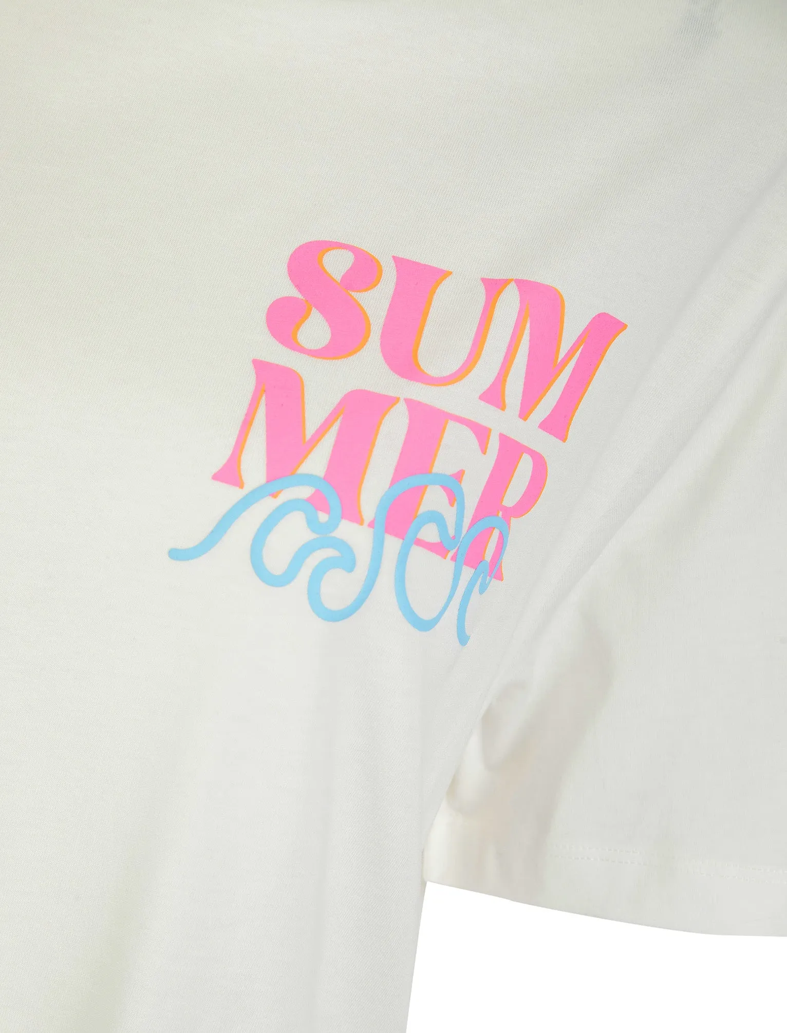 Surfy Graphic Motif Cotton Crew Neck T-Shirt with Back-Print in Cream - Weekend Vibes sold by Tokyo Laundry product image thumbnail 4