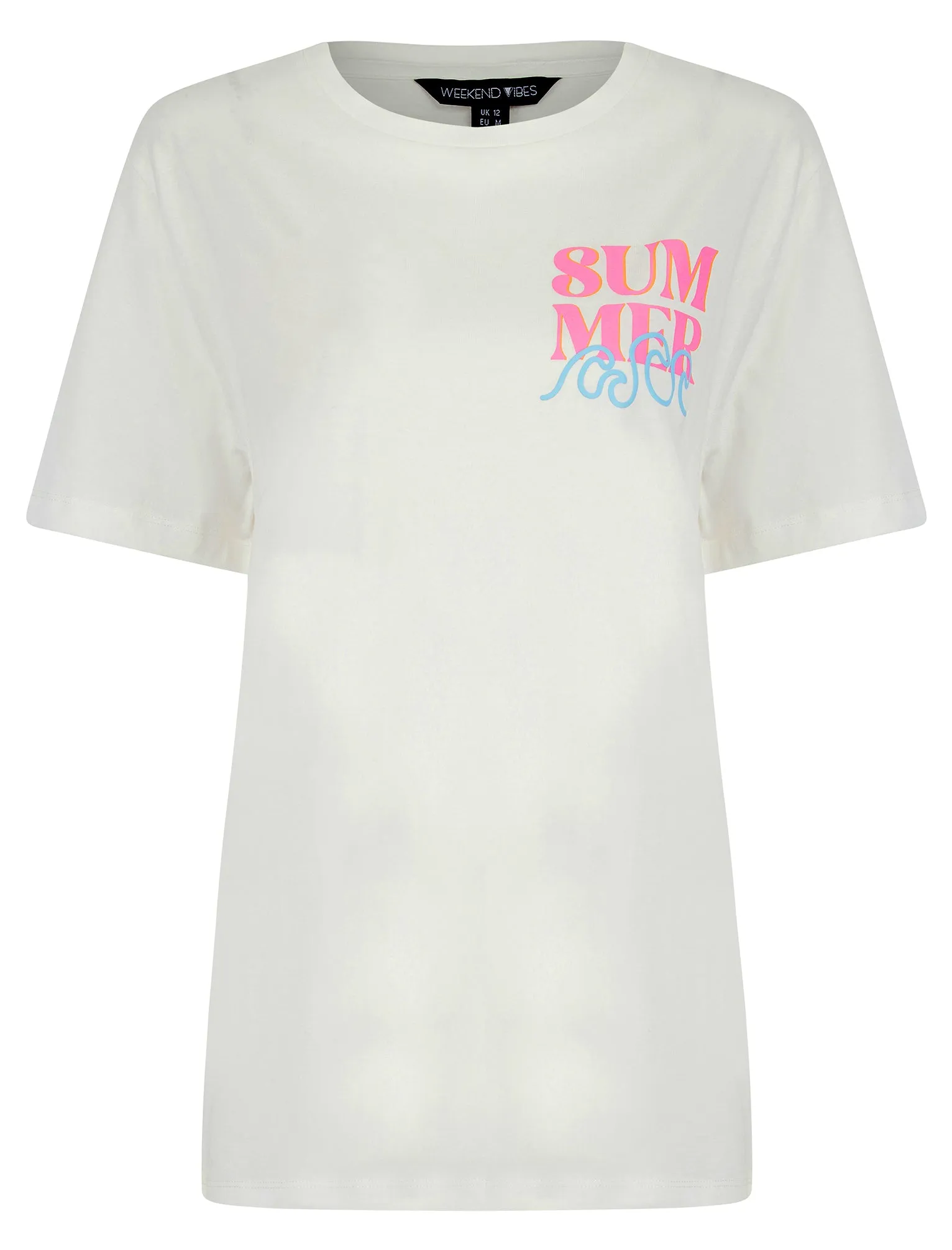 Surfy Graphic Motif Cotton Crew Neck T-Shirt with Back-Print in Cream - Weekend Vibes sold by Tokyo Laundry product image thumbnail 2