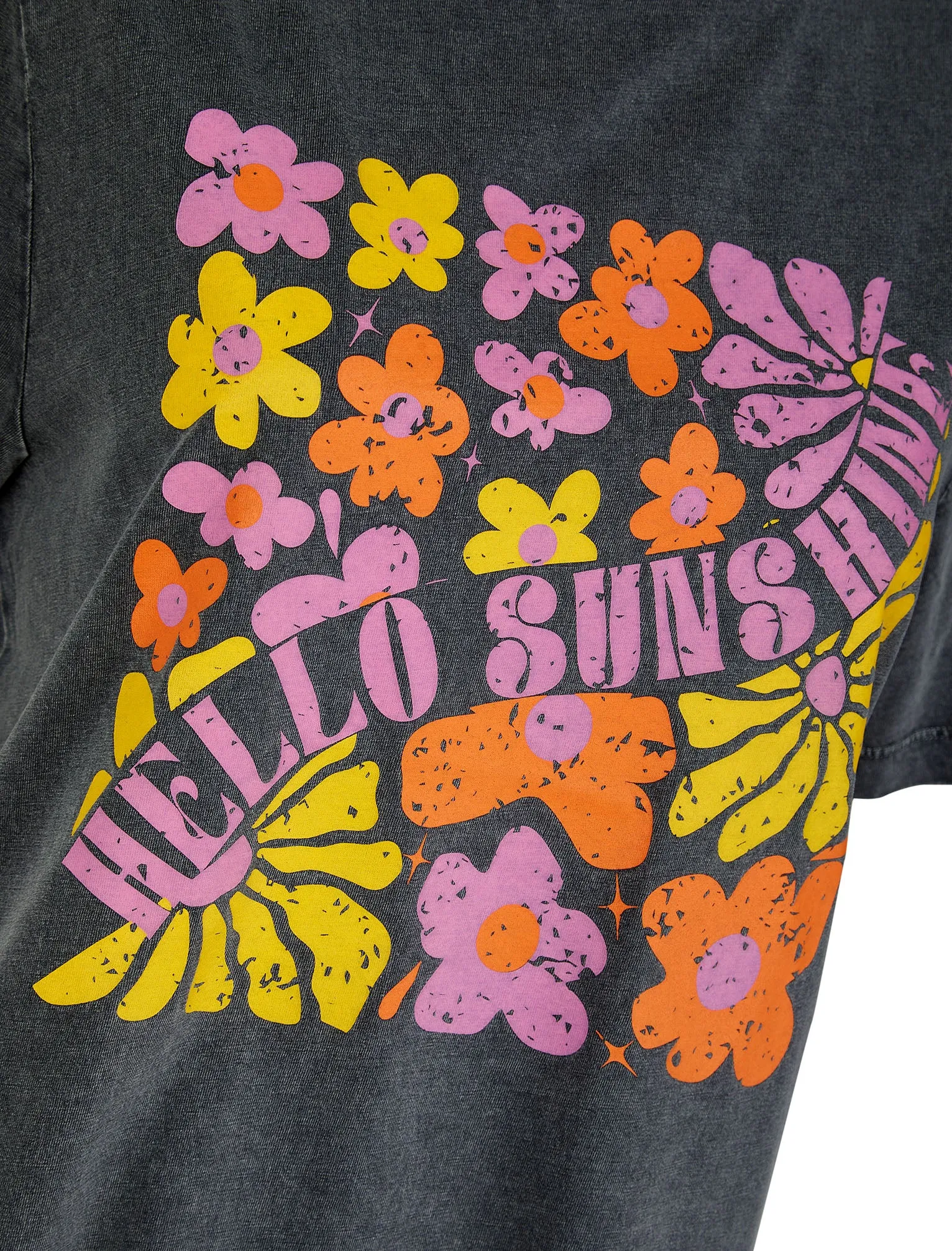 Caprice Graphic Motif Cotton Jersey Crew Neck Acid Wash T-Shirt in Charcoal - Weekend Vibes sold by Tokyo Laundry product image thumbnail 3