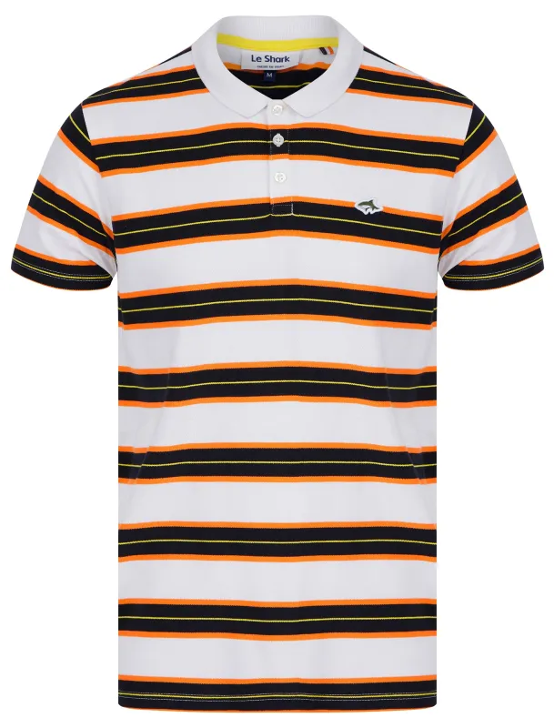 Urlwin Yarn Dyed Striped Cotton Pique Polo Shirt in Carrot - Le Shark made by Tokyo Laundry