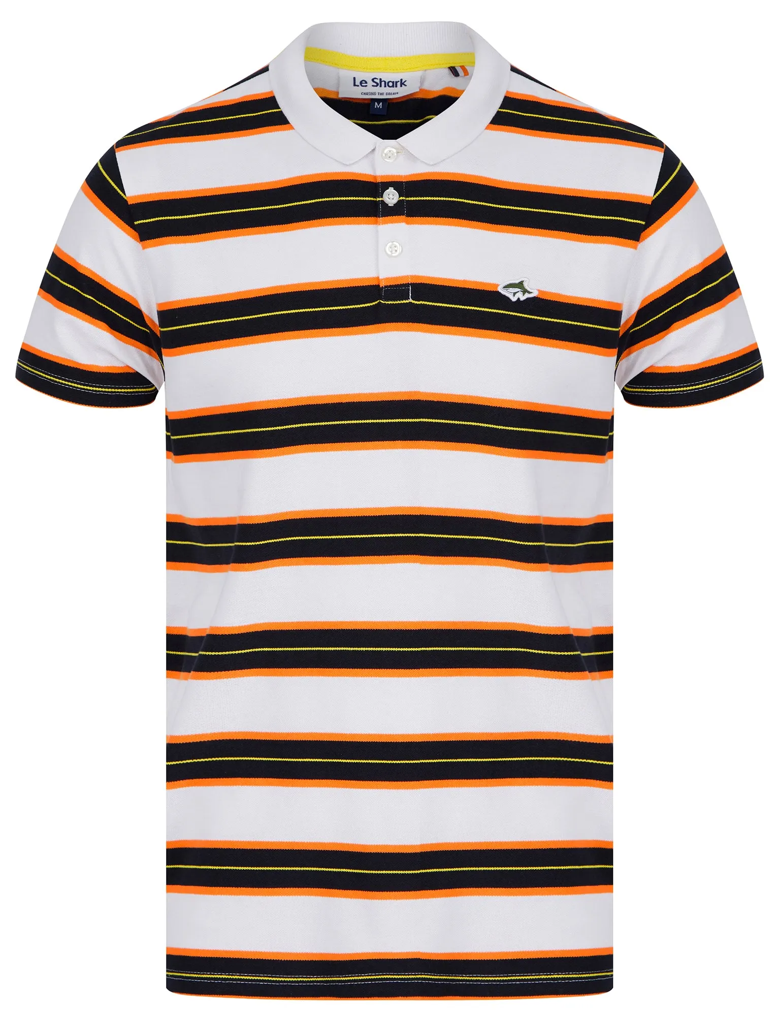 Urlwin Yarn Dyed Striped Cotton Pique Polo Shirt in Carrot - Le Shark sold by Tokyo Laundry