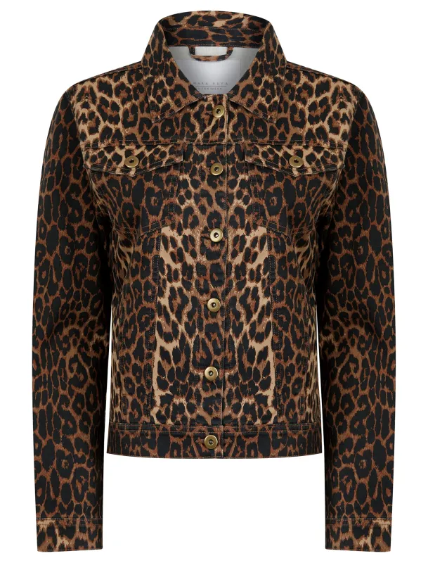Zephyr Women's Stretch Cotton Denim Jacket in Brown Leopard Print - Amara Reya sold by Tokyo Laundry