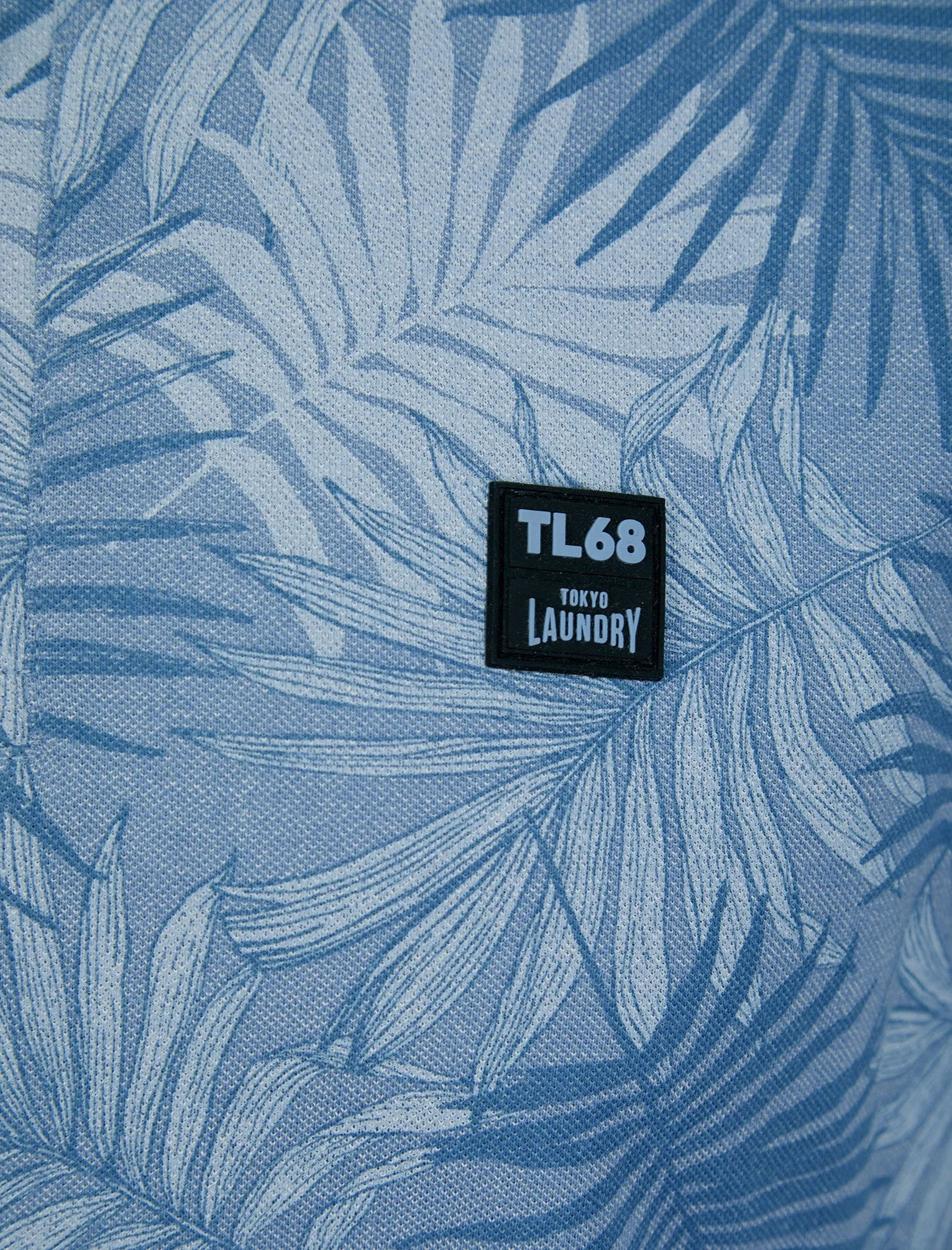 Hunton Cotton Rich Pique Tropical Hawaiian Print Polo Shirt in Tempest Blue - Tokyo Laundry sold by Tokyo Laundry product image thumbnail 3