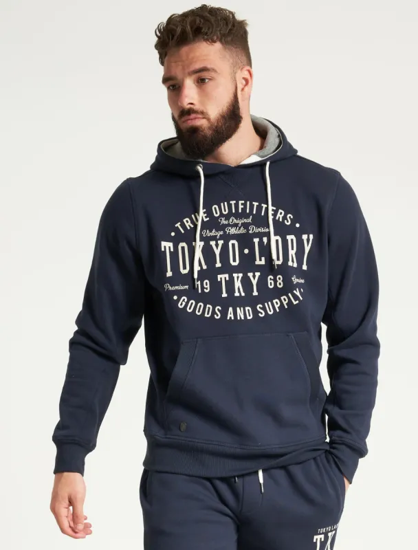 Frozen Motif Brushback Fleece Pullover Hoodie in Sky Captain Navy - Tokyo Laundry sold by Tokyo Laundry