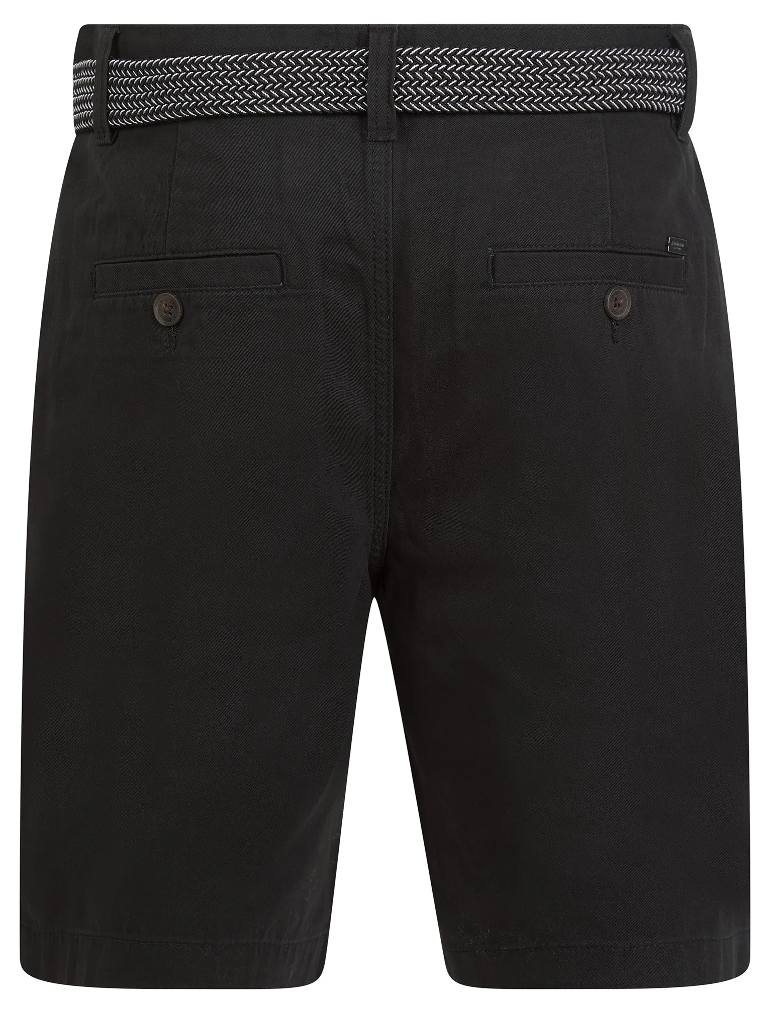 Mulligan Cotton Twill Chino Shorts with Woven Belt in Jet Black - Kensington Eastside sold by Tokyo Laundry product image thumbnail 2