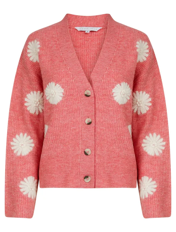 Strawflower Women's Drop Shoulder Embroidered V-Neck Rib Knit Cardigan in Confetti - Amara Reya sold by Tokyo Laundry