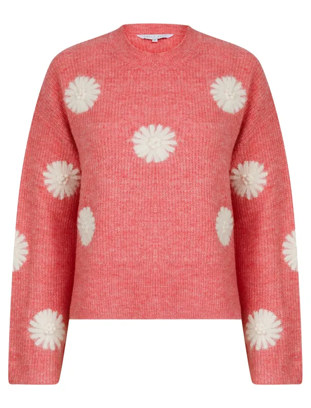 Gooseberry Women's Drop Shoulder Embroidered Crew Neck Rib Knit Jumper in Confetti - Amara Reya sold by Tokyo Laundry