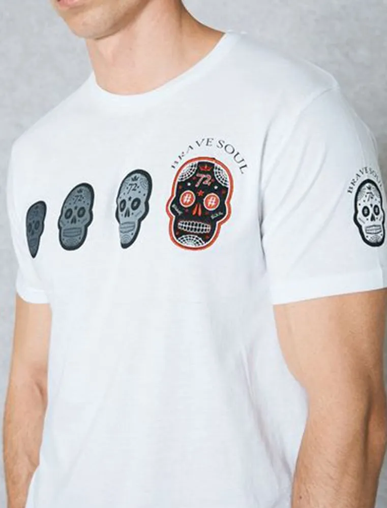 Calavera Skull Print Crew Neck T-Shirt in White sold by Tokyo Laundry product image thumbnail 4