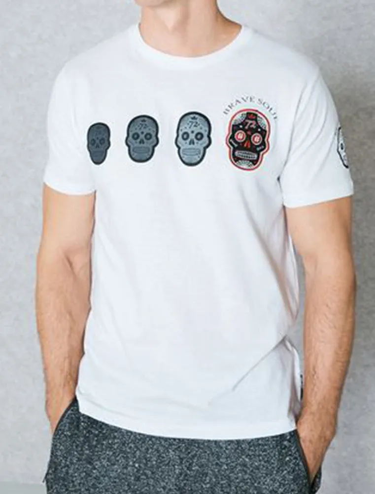 Calavera Skull Print Crew Neck T-Shirt in White sold by Tokyo Laundry product image thumbnail 2