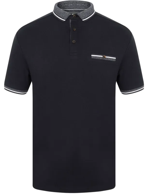 Marybank 2 Cotton Polo Shirt with Tipping In Sky Captain Navy - Kensington Eastside sold by Tokyo Laundry