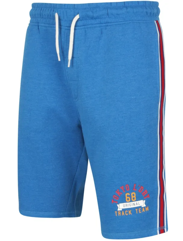 Montauk Bay Jogger Shorts with Side Tape Detail In Jet Blue Marl - Tokyo Laundry sold by Tokyo Laundry