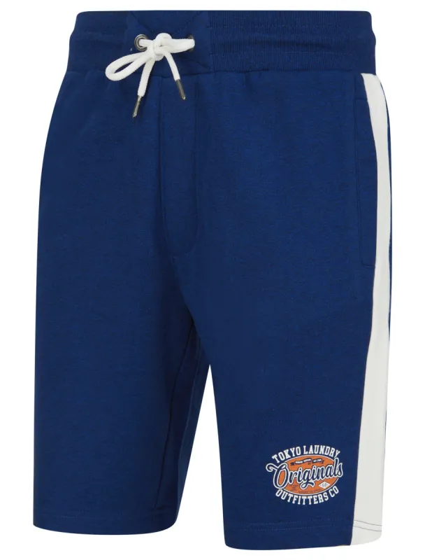 Fathom Grindle Jogger Shorts with Contrast Panels In Mid Blue - Tokyo Laundry sold by Tokyo Laundry