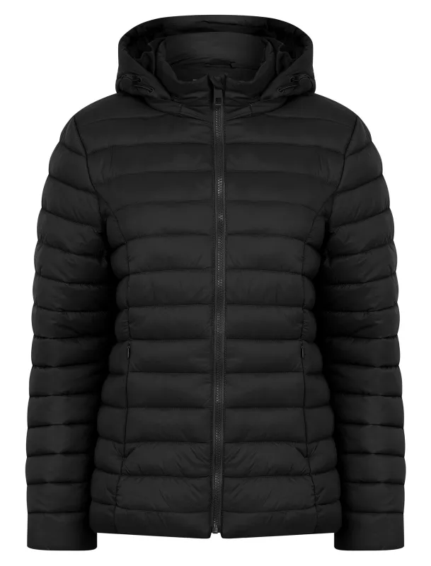 Jaime Women’s Quilted Puffer Jacket with Detachable Hood in Black - Amara Reya sold by Tokyo Laundry