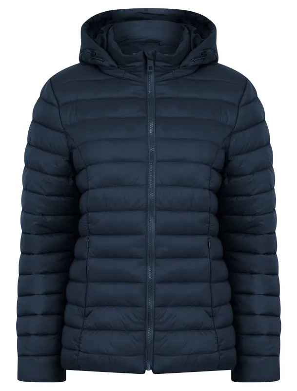 Jaime Women’s Quilted Puffer Jacket with Detachable Hood in Navy - Amara Reya sold by Tokyo Laundry