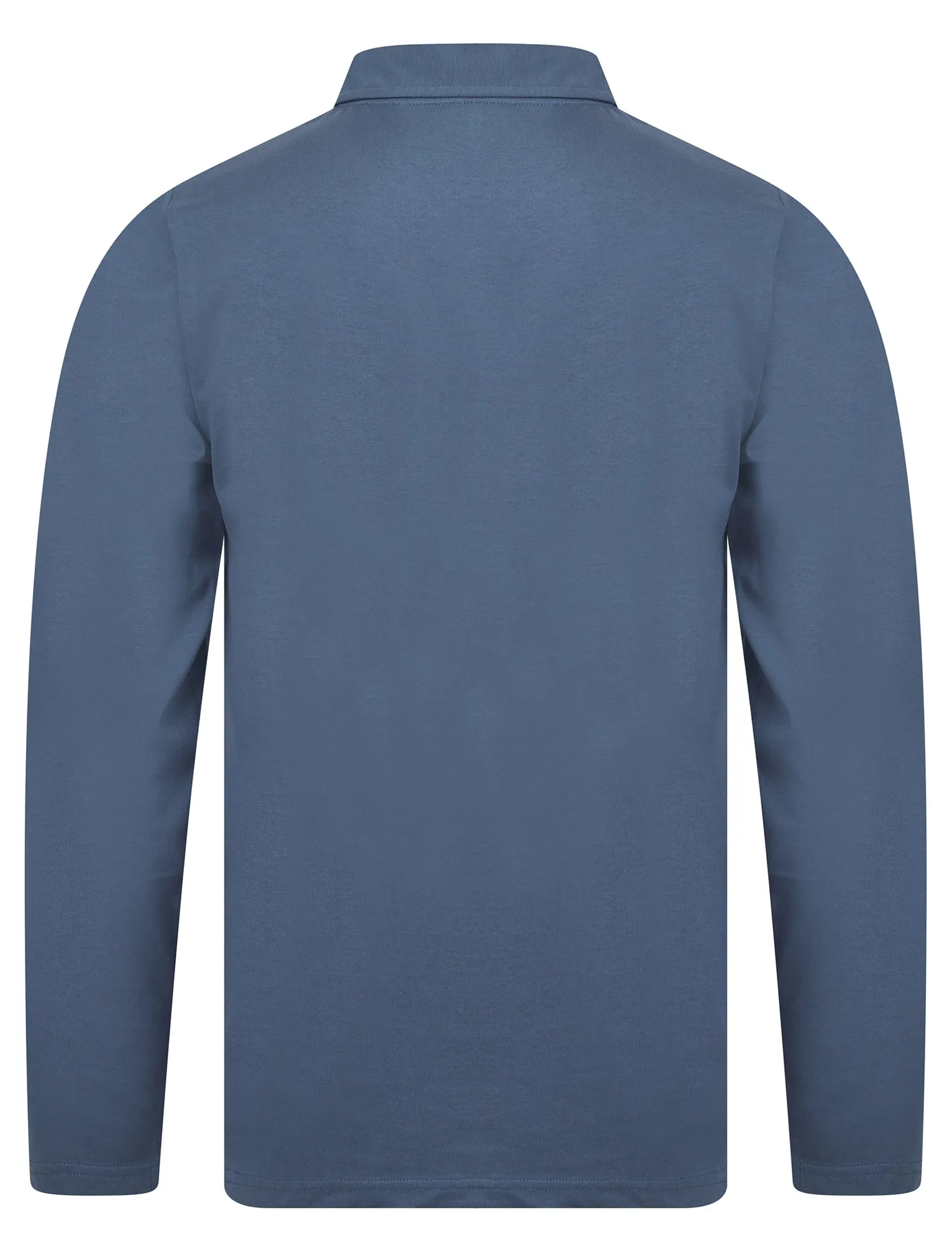 Landers Long Sleeve Cotton Jersey Polo Shirt in Vintage Indigo - Tokyo Laundry sold by Tokyo Laundry product image thumbnail 2