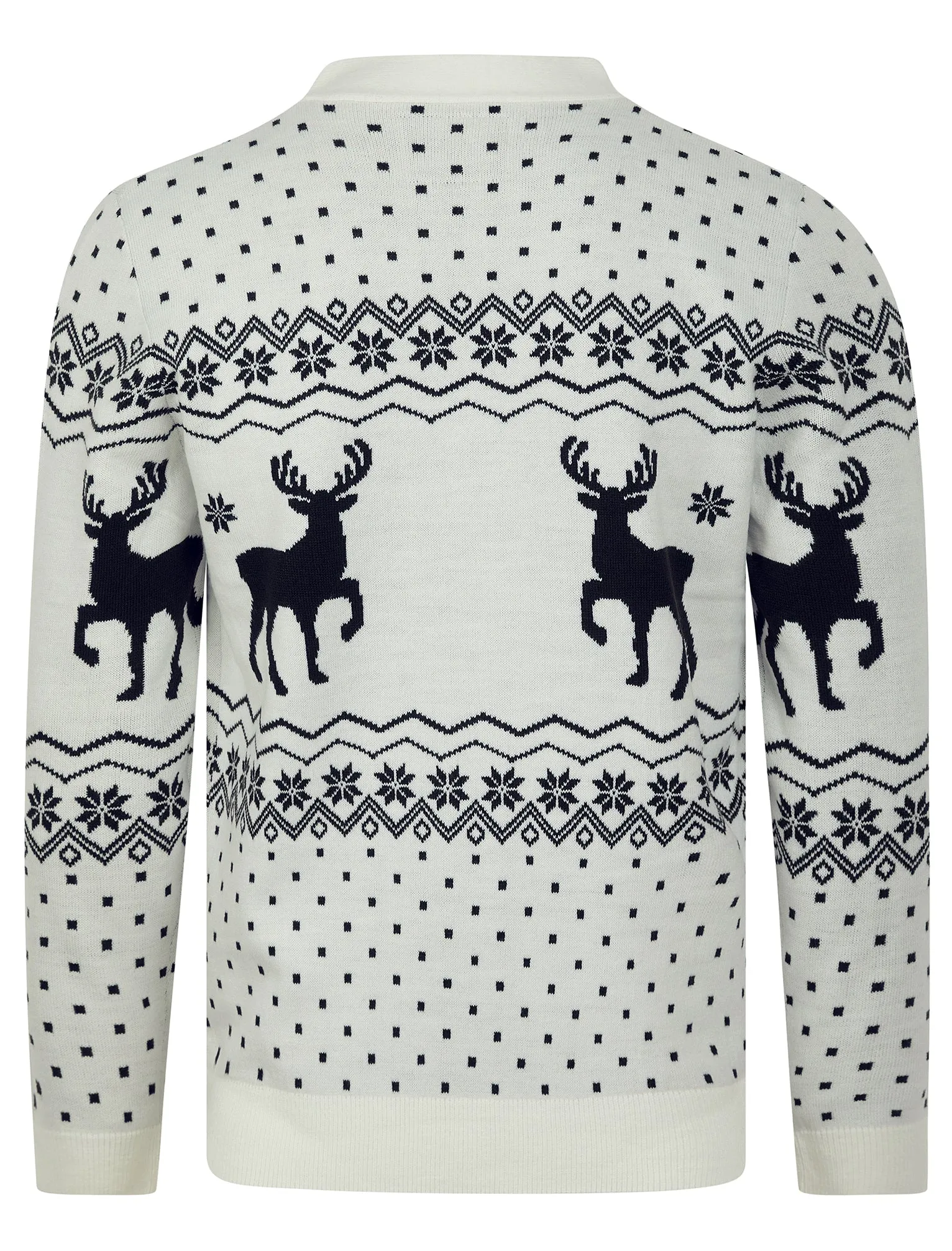 Men's Deers Novelty Jaquard Knit Nordic Style Christmas Cardigan in Laundered Ecru - Merry Christmas sold by Tokyo Laundry product image thumbnail 2