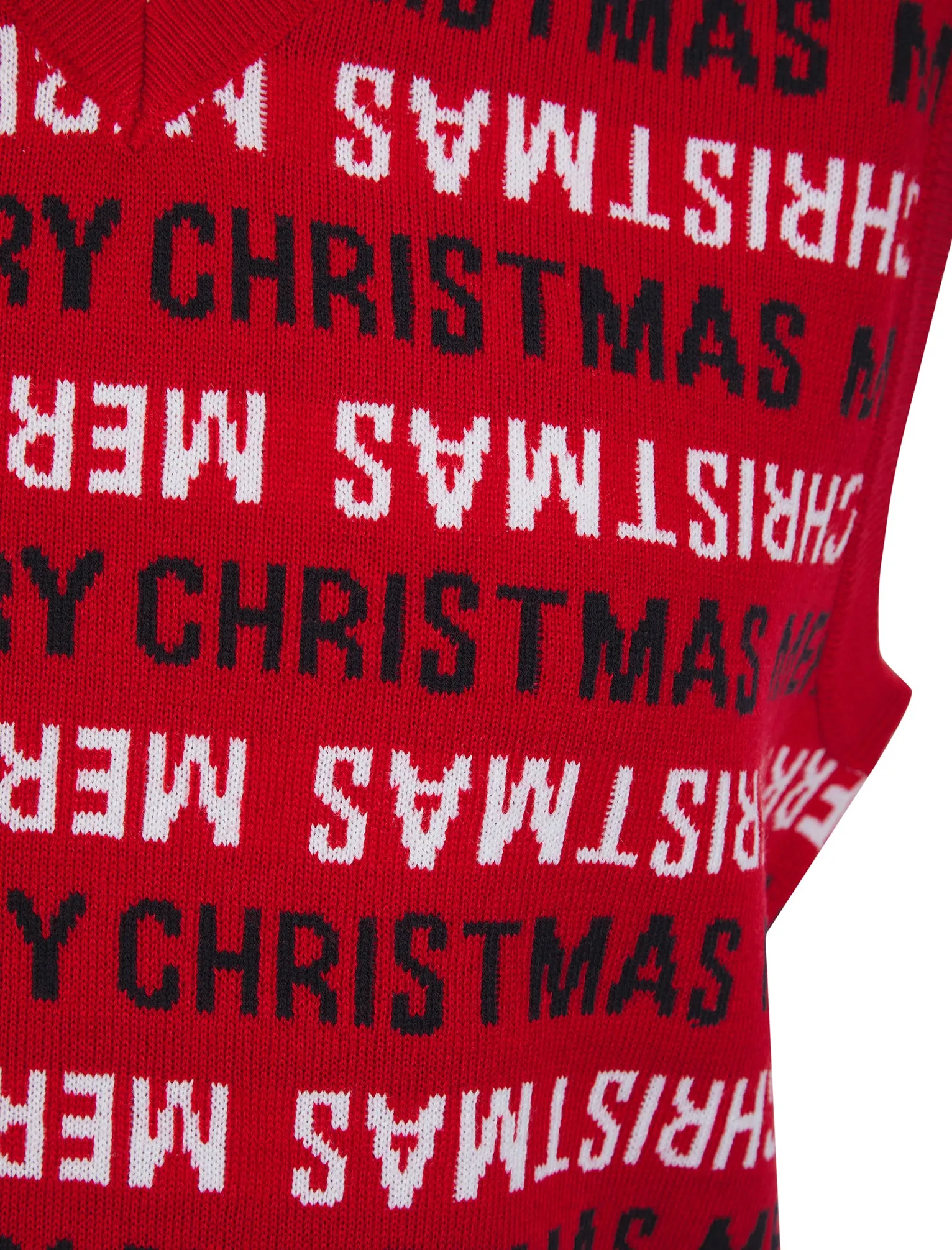 Men's Festives Novelty Motif Knitted V-Neck Sleeveless Christmas Tank Top in George Red - Merry Christmas sold by Tokyo Laundry product image thumbnail 3