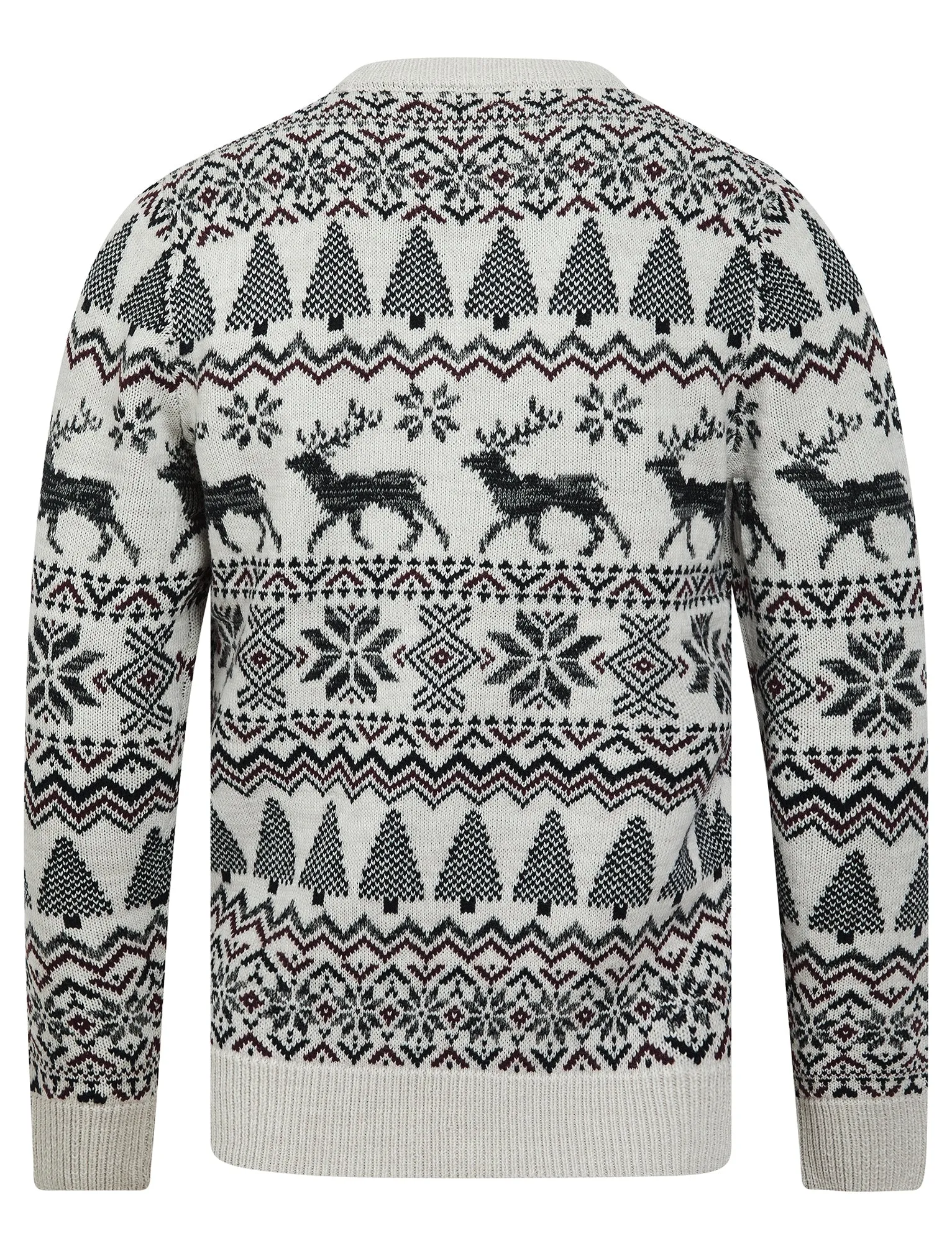 Men's Oatgrey Jacquard Nordic Fair isle Knitted Christmas Jumper in Chalk Twist - Merry Christmas sold by Tokyo Laundry product image thumbnail 2