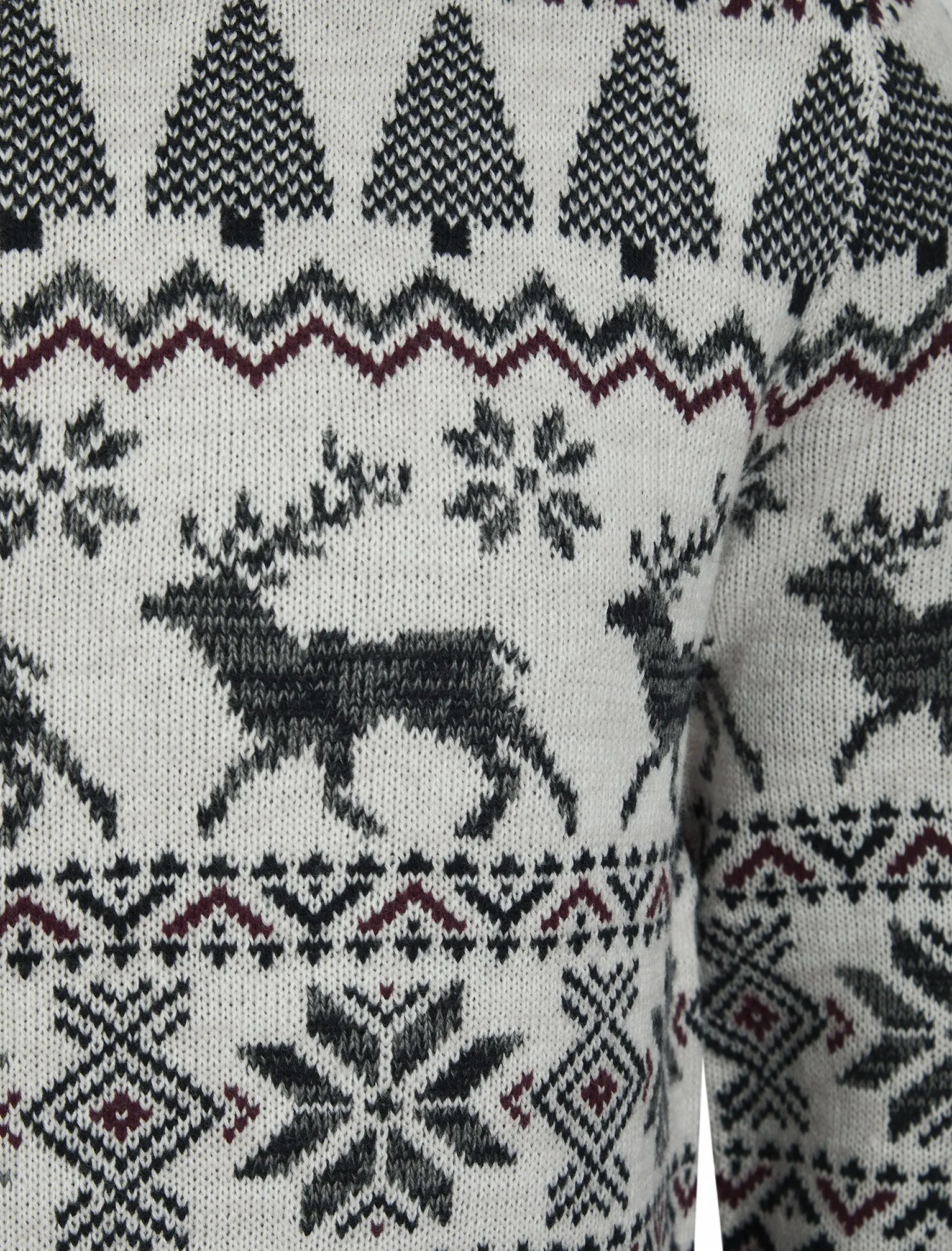 Men's Oatgrey Jacquard Nordic Fair isle Knitted Christmas Jumper in Chalk Twist - Merry Christmas sold by Tokyo Laundry product image thumbnail 3