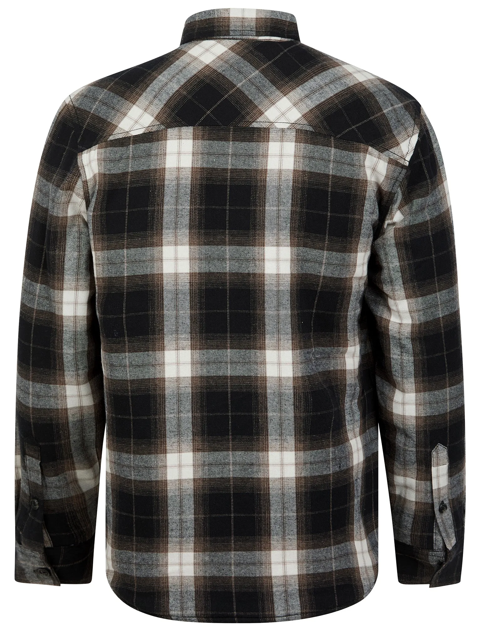 Kristoffer Sherpa Fleece Lined Cotton Flannel Checked Overshirt Jacket in Jet Black - Tokyo Laundry sold by Tokyo Laundry product image thumbnail 2