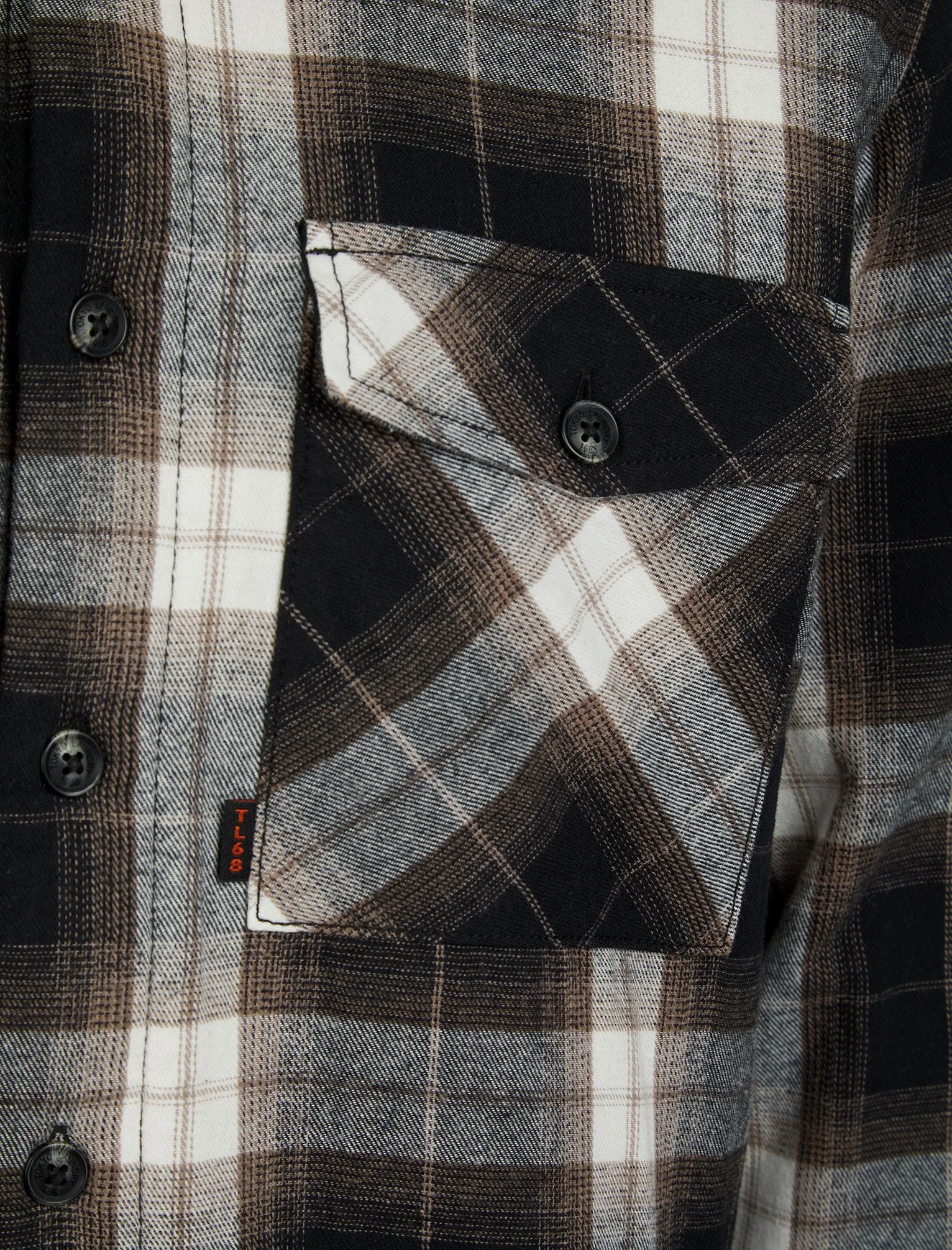 Kristoffer Sherpa Fleece Lined Cotton Flannel Checked Overshirt Jacket in Jet Black - Tokyo Laundry sold by Tokyo Laundry product image thumbnail 3