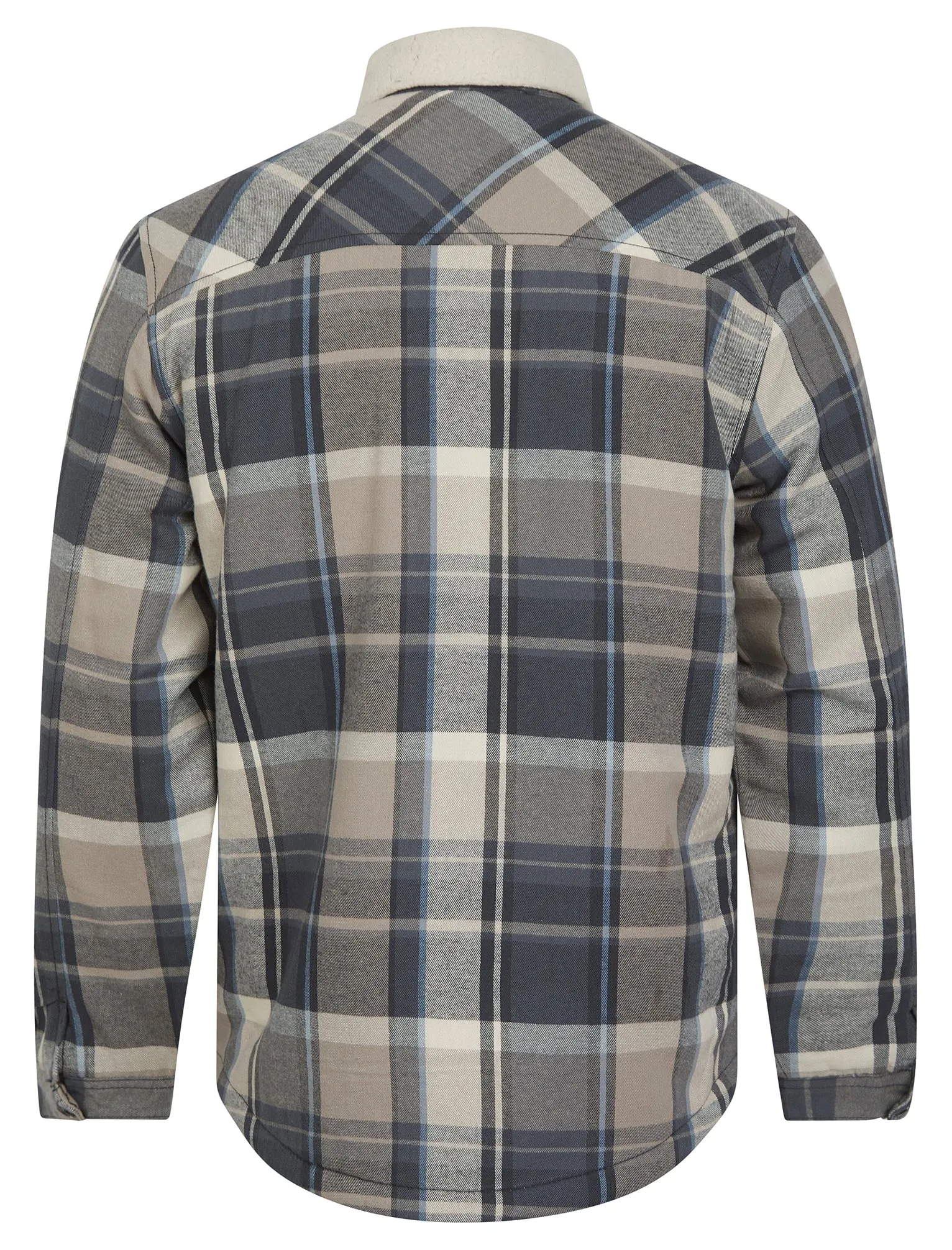 Broch Sherpa Fleece Lined Checked Flannel Cotton Overshirt Jacket in Moon Rock - Tokyo Laundry sold by Tokyo Laundry product image thumbnail 2