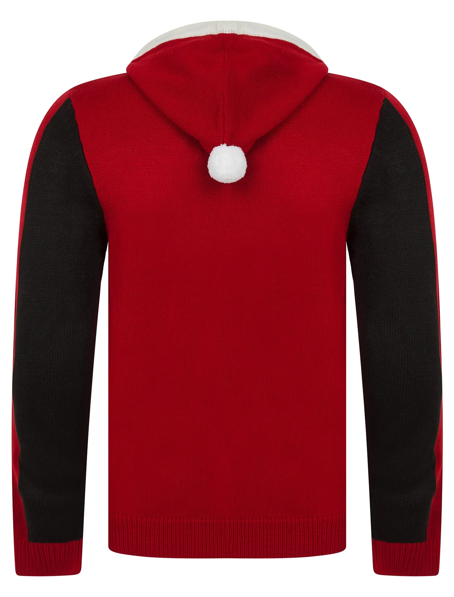 Men's Santa Novelty Hooded Knitted Christmas Jumper in Christmas Red - Merry Christmas sold by Tokyo Laundry product image thumbnail 2