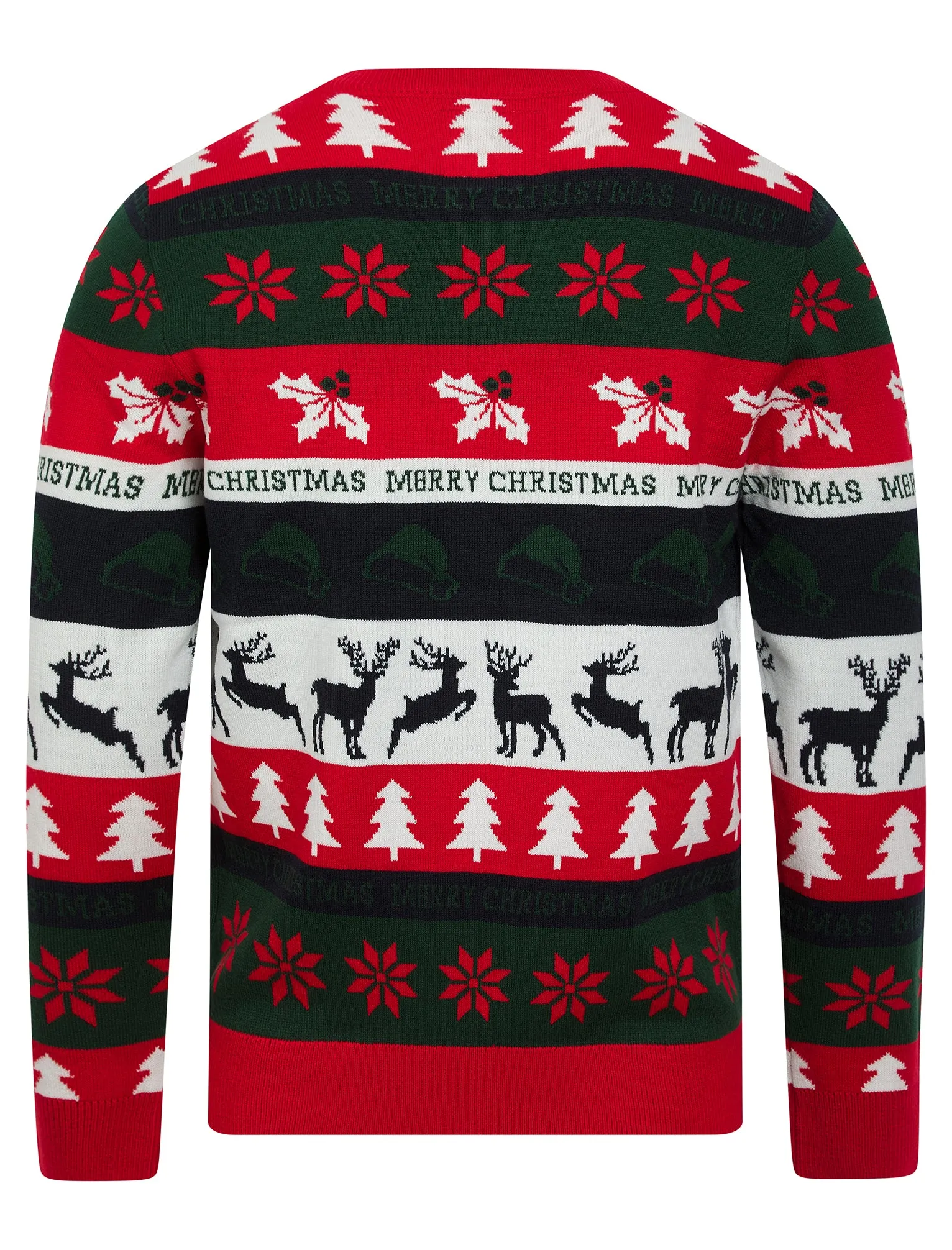 Men's Candycane Wrapping Paper Pattern Novelty Knitted Christmas Jumper in Tango Red - Merry Christmas sold by Tokyo Laundry product image thumbnail 2