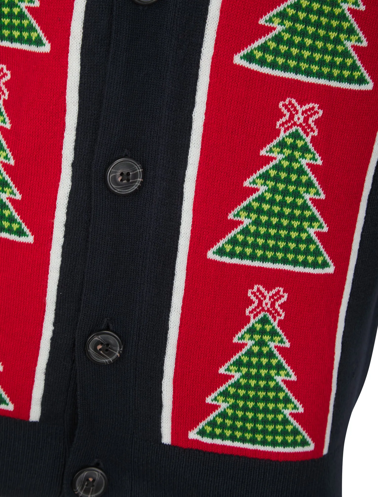 Men's Osier 2 Christmas Tree Pattern Novelty Knitted Christmas Cardigan in Ink - Merry Christmas sold by Tokyo Laundry product image thumbnail 3