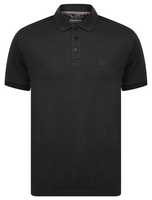 Dock Cotton Rich Jersey Polo Shirt in Jet Black Marl - Kensington Eastside sold by Tokyo Laundry
