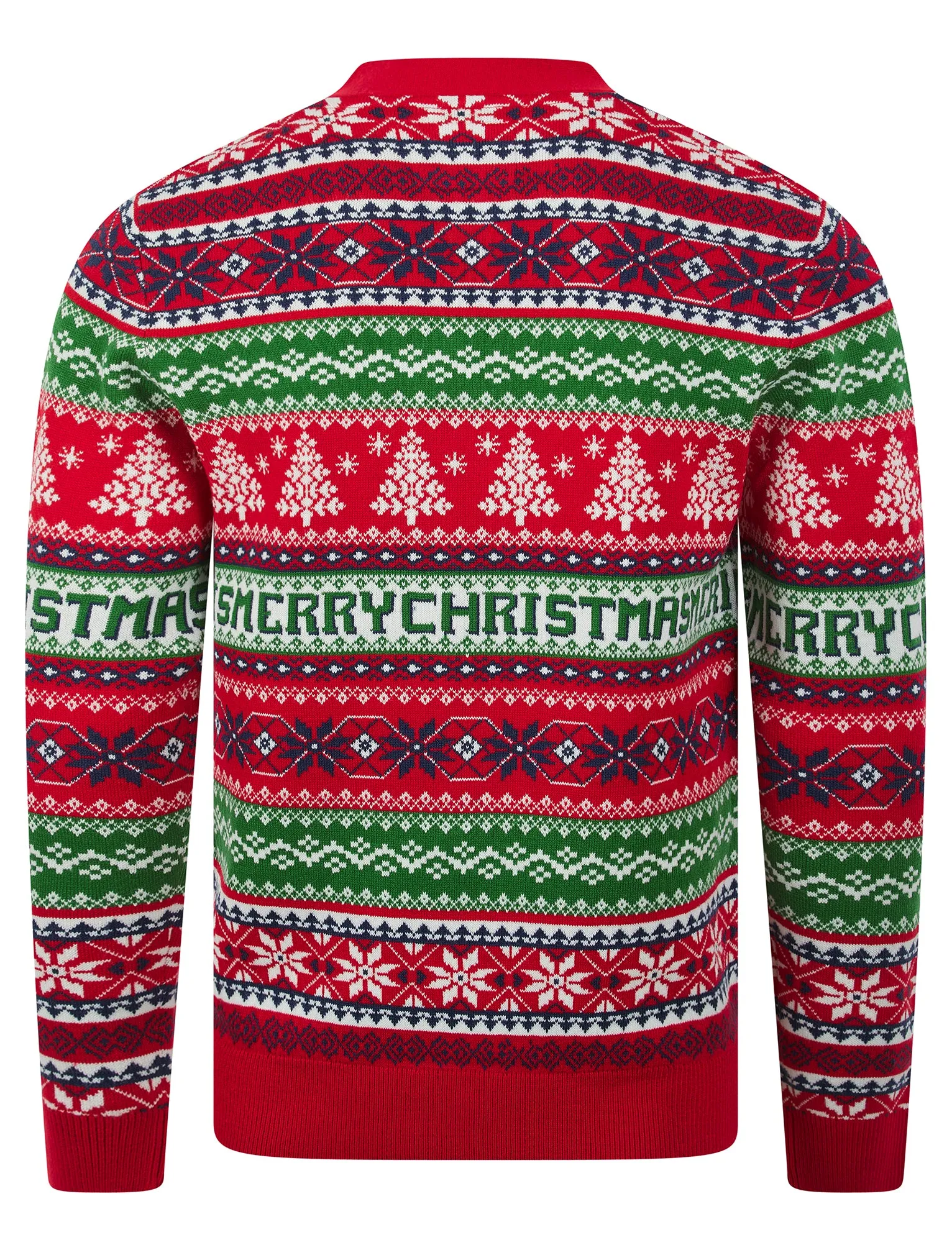 Men's Design Jacquard Knit Novelty Knitted Christmas Cardigan in George Red - Merry Christmas sold by Tokyo Laundry product image thumbnail 2
