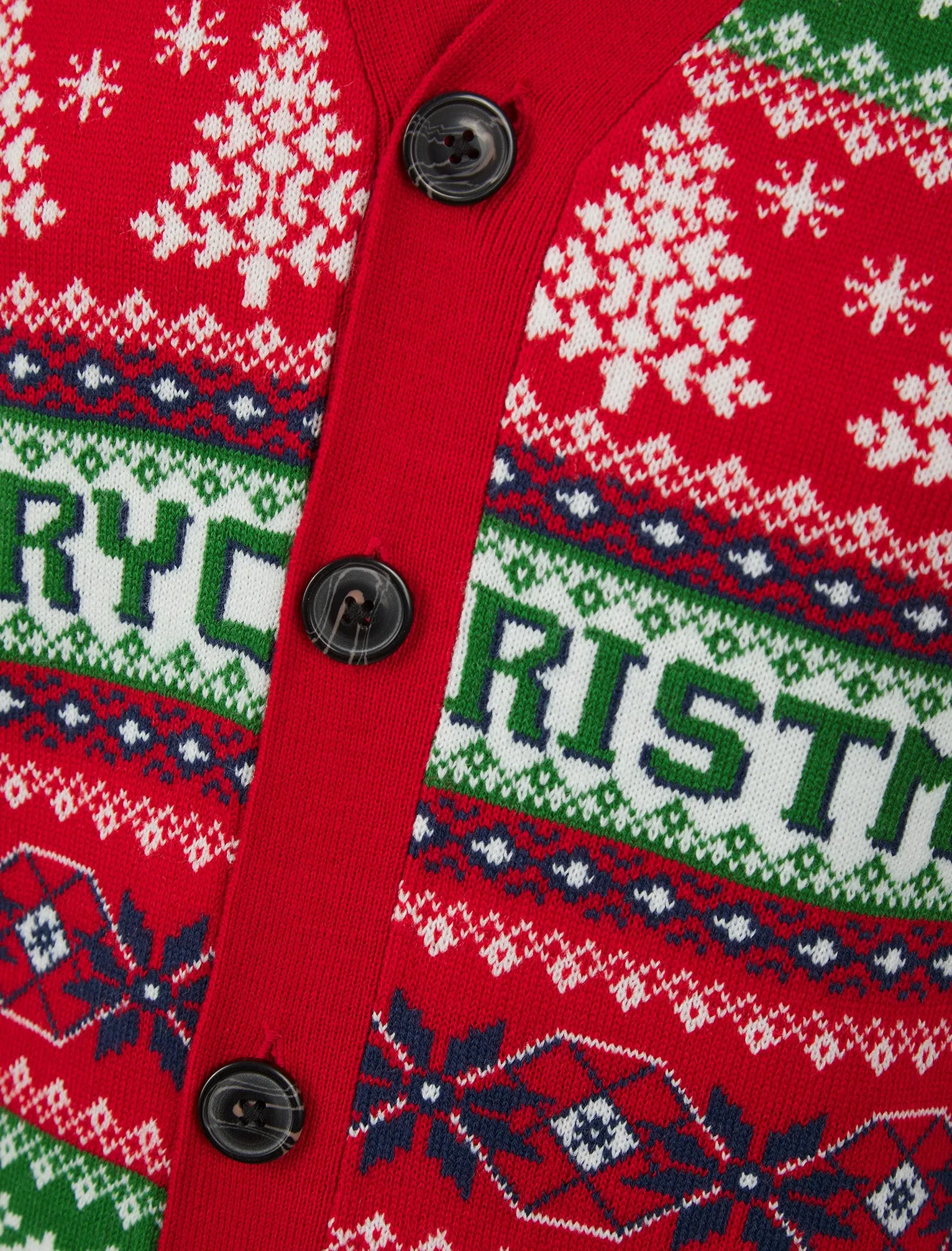 Men's Design Jacquard Knit Novelty Knitted Christmas Cardigan in George Red - Merry Christmas sold by Tokyo Laundry product image thumbnail 3