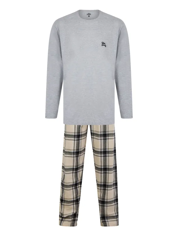Dunow 2pc Long Sleeve Cotton Loungewear Pyjama Set in Mid Grey Marl - Tokyo Laundry sold by Tokyo Laundry