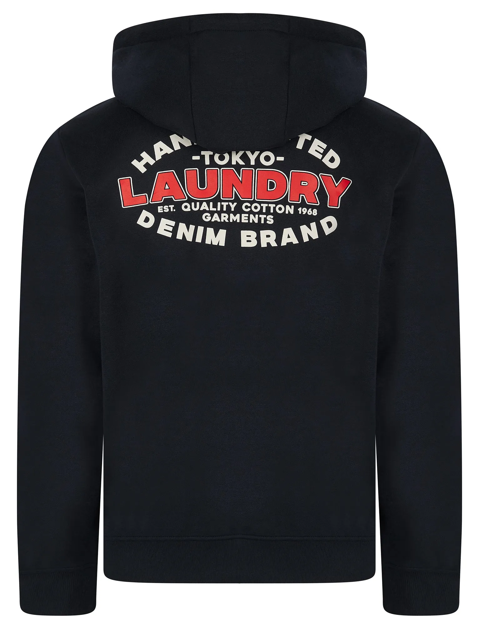 Stonefall Reverse Print Brushback Fleece Zip Through Hoodie in Sky Captain Navy - Tokyo Laundry sold by Tokyo Laundry product image thumbnail 3