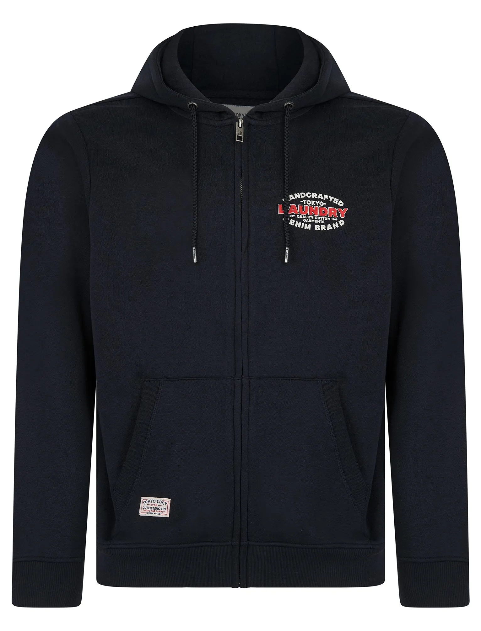 Stonefall Reverse Print Brushback Fleece Zip Through Hoodie in Sky Captain Navy - Tokyo Laundry sold by Tokyo Laundry product image thumbnail 2