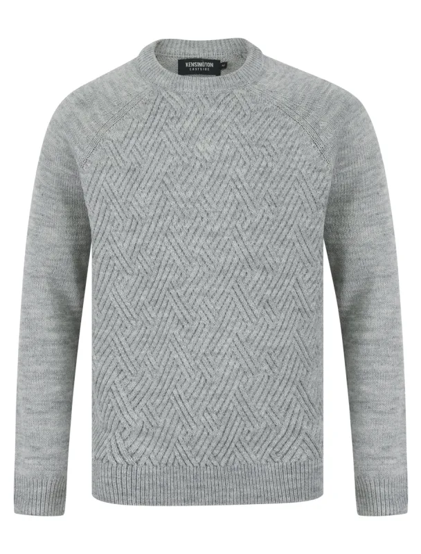 Sudeikis Diamond Texture Wool Blend Knitted Jumper in Light Silver Marl - Kensington Eastside sold by Tokyo Laundry