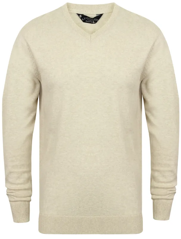 Jefferson V Neck Cotton Jumper in Oatmeal Marl - Kensington Eastside sold by Tokyo Laundry