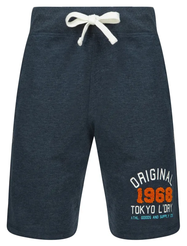OG Tokyo Motif Brushback Fleece Jogger Shorts in Sky Captain Navy Marl - Tokyo Laundry sold by Tokyo Laundry