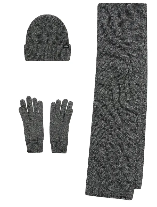 Ovie Matching Rib Knit, Micro-Fleece Lined Hat, Scarf and Gloves Set in Black - Tokyo Laundry sold by Tokyo Laundry