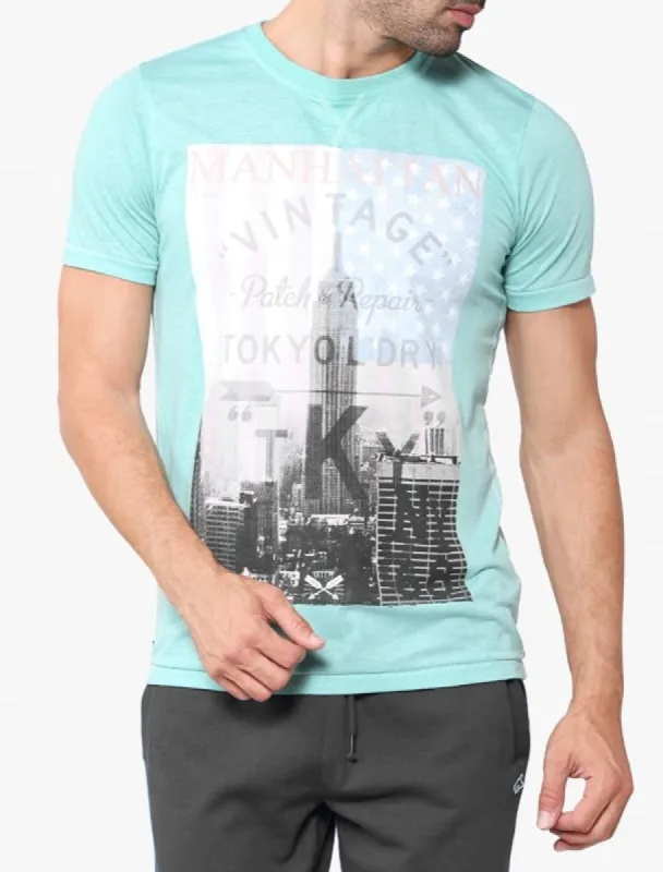 Freeport Motif Burnout T-Shirt In Dark Mint - Tokyo Laundry sold by Tokyo Laundry