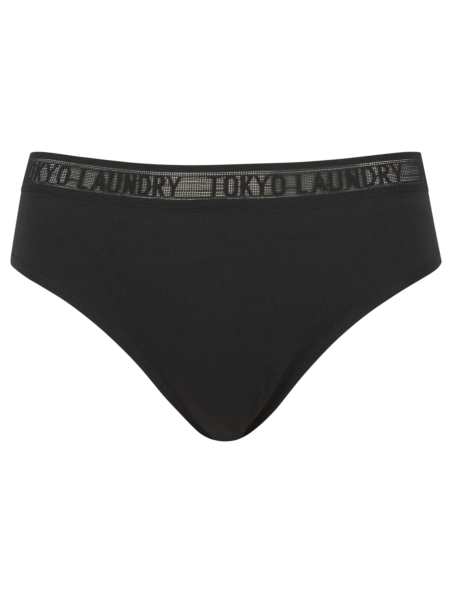 Ayla 6 (5 Pack) Cotton Assorted Briefs with Mesh Waistband in Jet Black / Light Grey Marl - Tokyo Laundry sold by Tokyo Laundry product image thumbnail 3