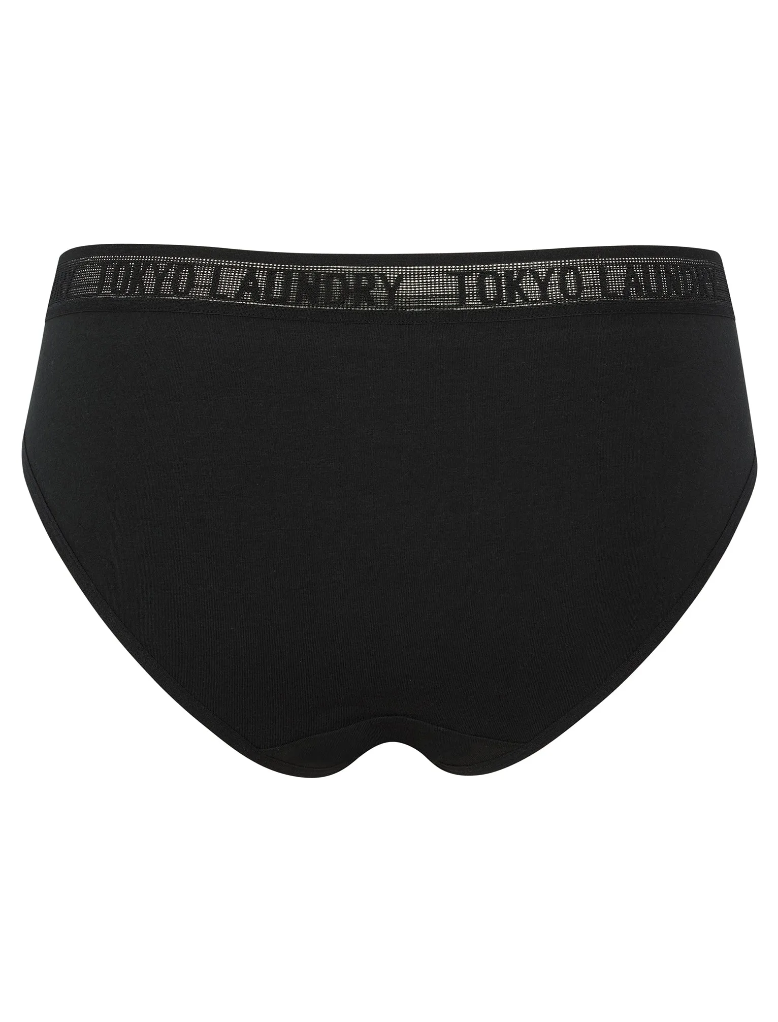 Ayla 6 (5 Pack) Cotton Assorted Briefs with Mesh Waistband in Jet Black / Light Grey Marl - Tokyo Laundry sold by Tokyo Laundry product image thumbnail 4