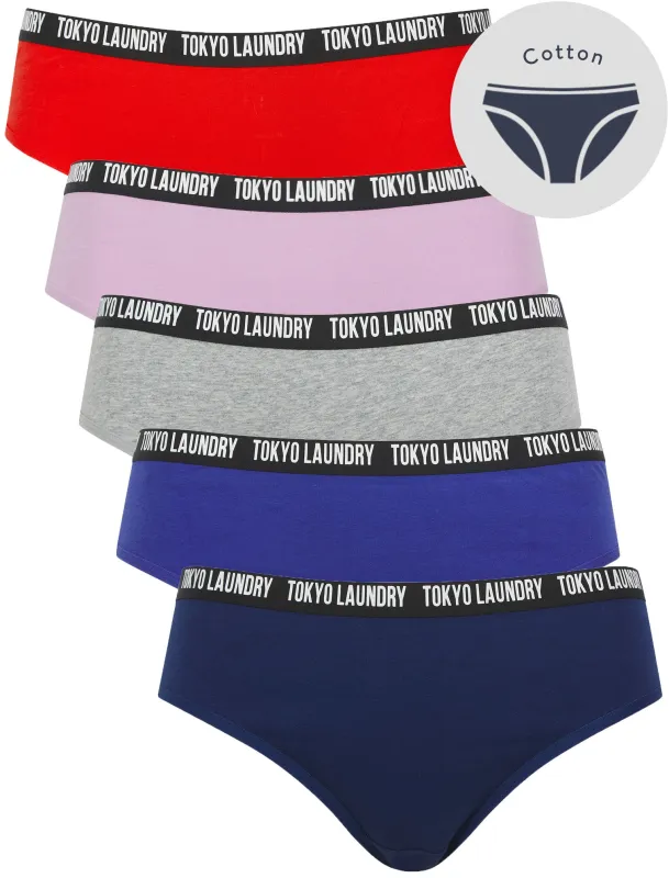 Zara 13 (5 Pack) Assorted Stretch Cotton Briefs in Beacon Blue / Spectrum Blue / Light Grey Marl / Crocus Petal / High Risk Red - Tokyo Laundry sold by Tokyo Laundry