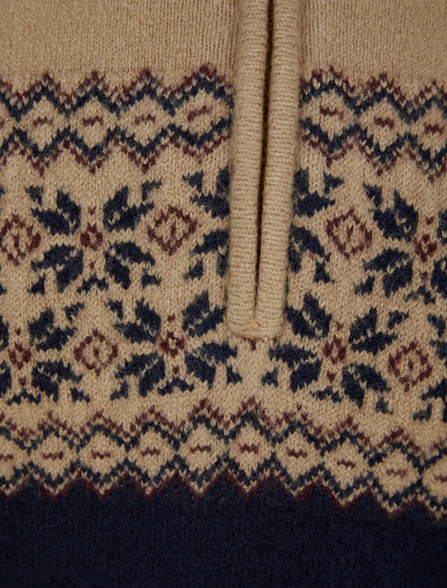 Peric Quarter Zip Fair Isle Knit Funnel Neck Jumper in Camel - Kensington Eastside sold by Tokyo Laundry product image thumbnail 3