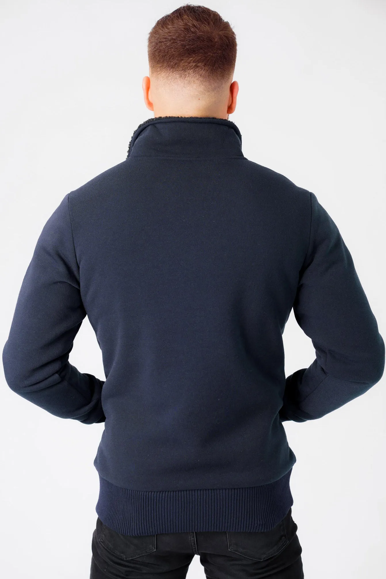 Firey Funnel Neck Zip Through Chunky Sweat With Borg Lining In Iris Navy - Dissident sold by Tokyo Laundry product image thumbnail 2