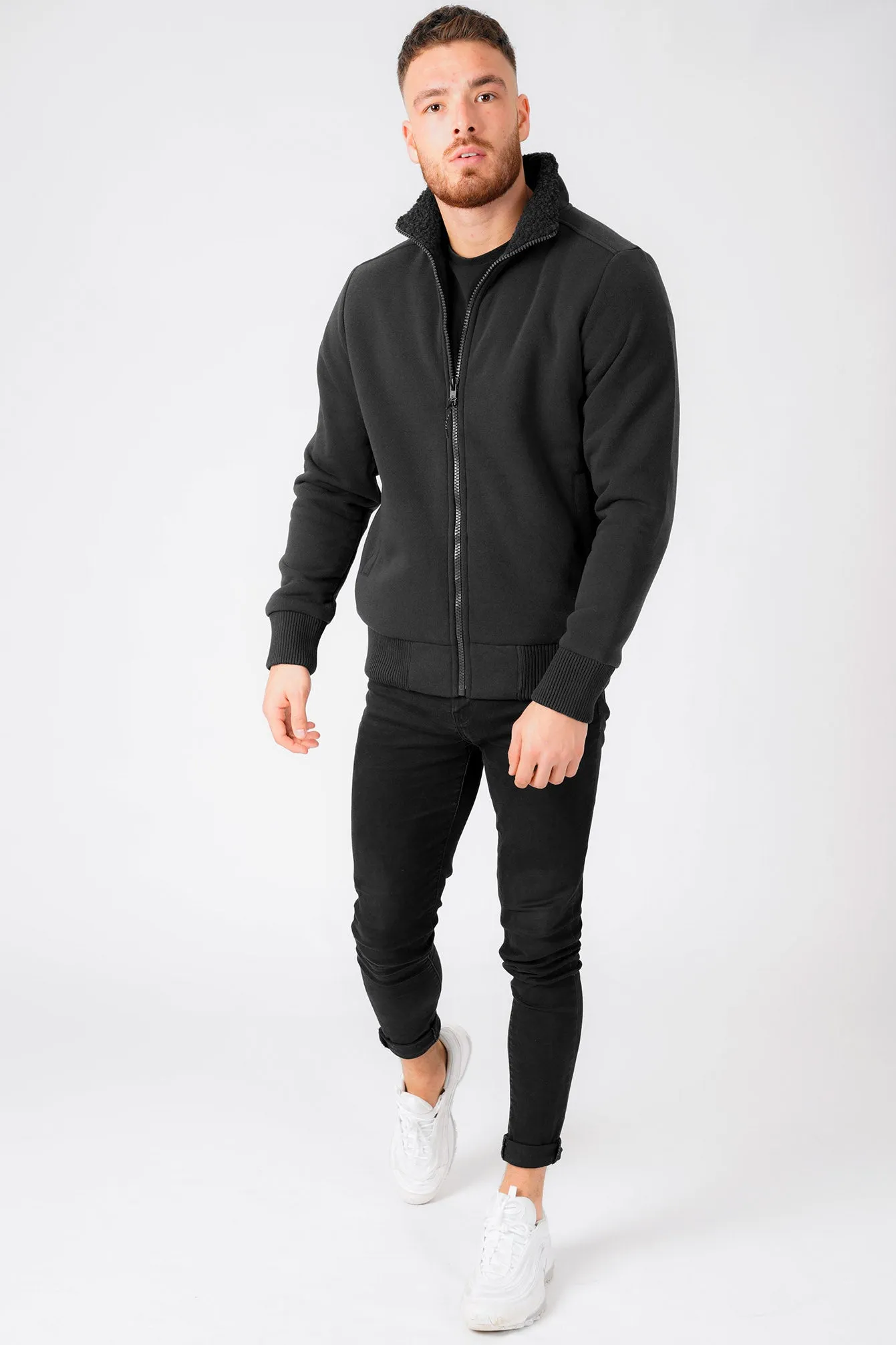 Firey Funnel Neck Zip Through Chunky Sweat With Borg Lining In Jet Black - Dissident sold by Tokyo Laundry product image thumbnail 3