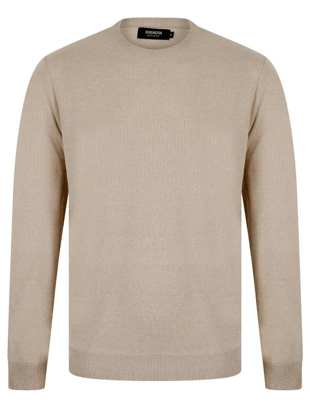 Peaty Crew Neck Birdseye Pique Jumper in Stone - Kensington Eastside sold by Tokyo Laundry