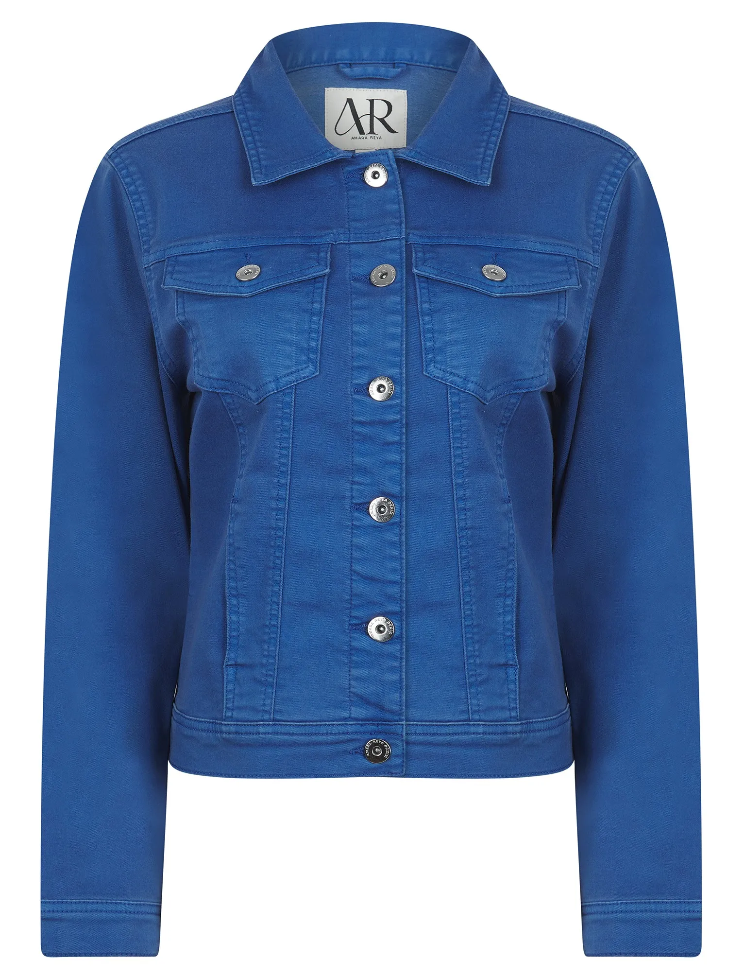 Feather Women's Stretch Cotton Denim Jacket in Clematis Blue - Amara Reya sold by Tokyo Laundry