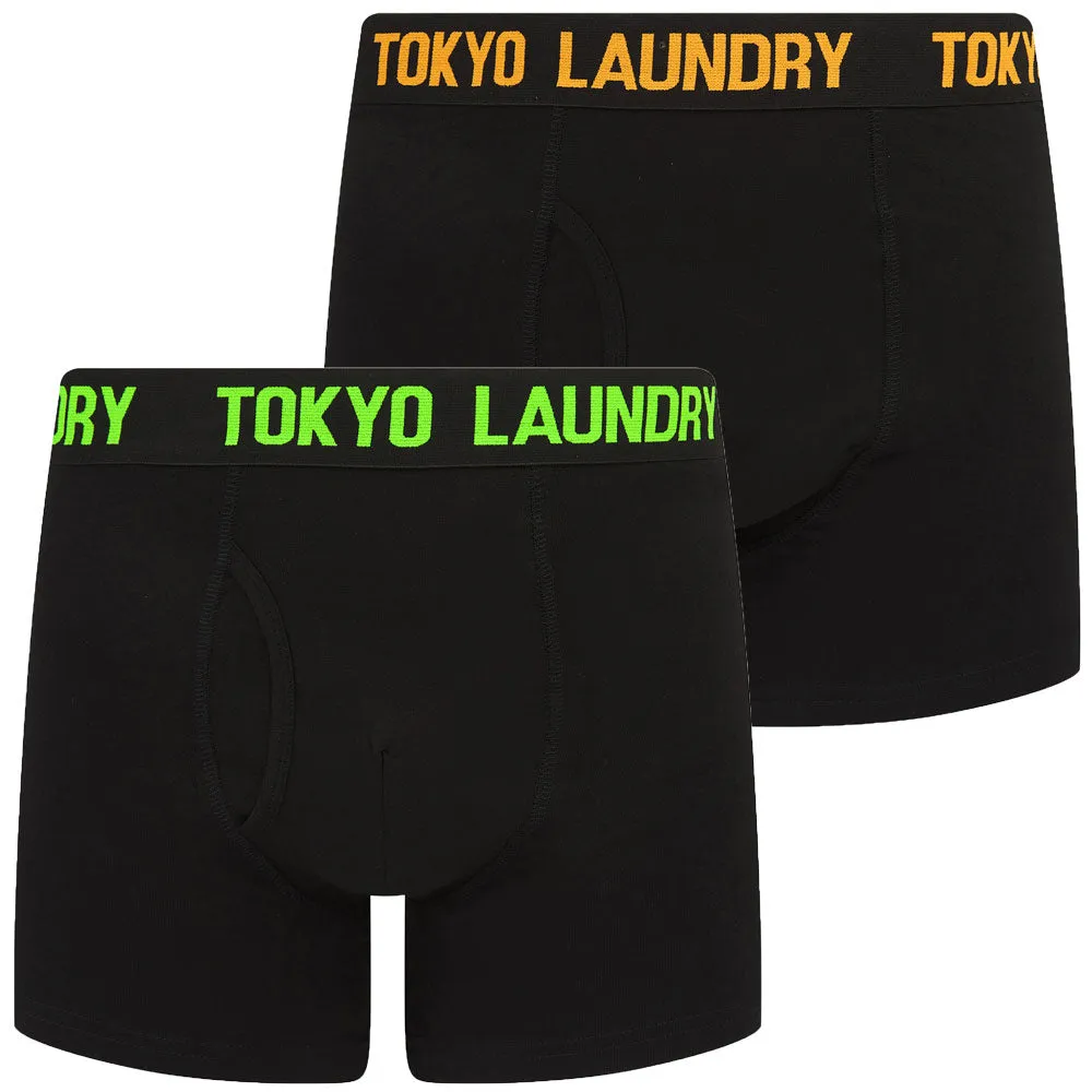 Weymouth 2 (2 Pack) Boxer Shorts Set in Blazing Orange / Green Flash - Tokyo Laundry sold by Tokyo Laundry
