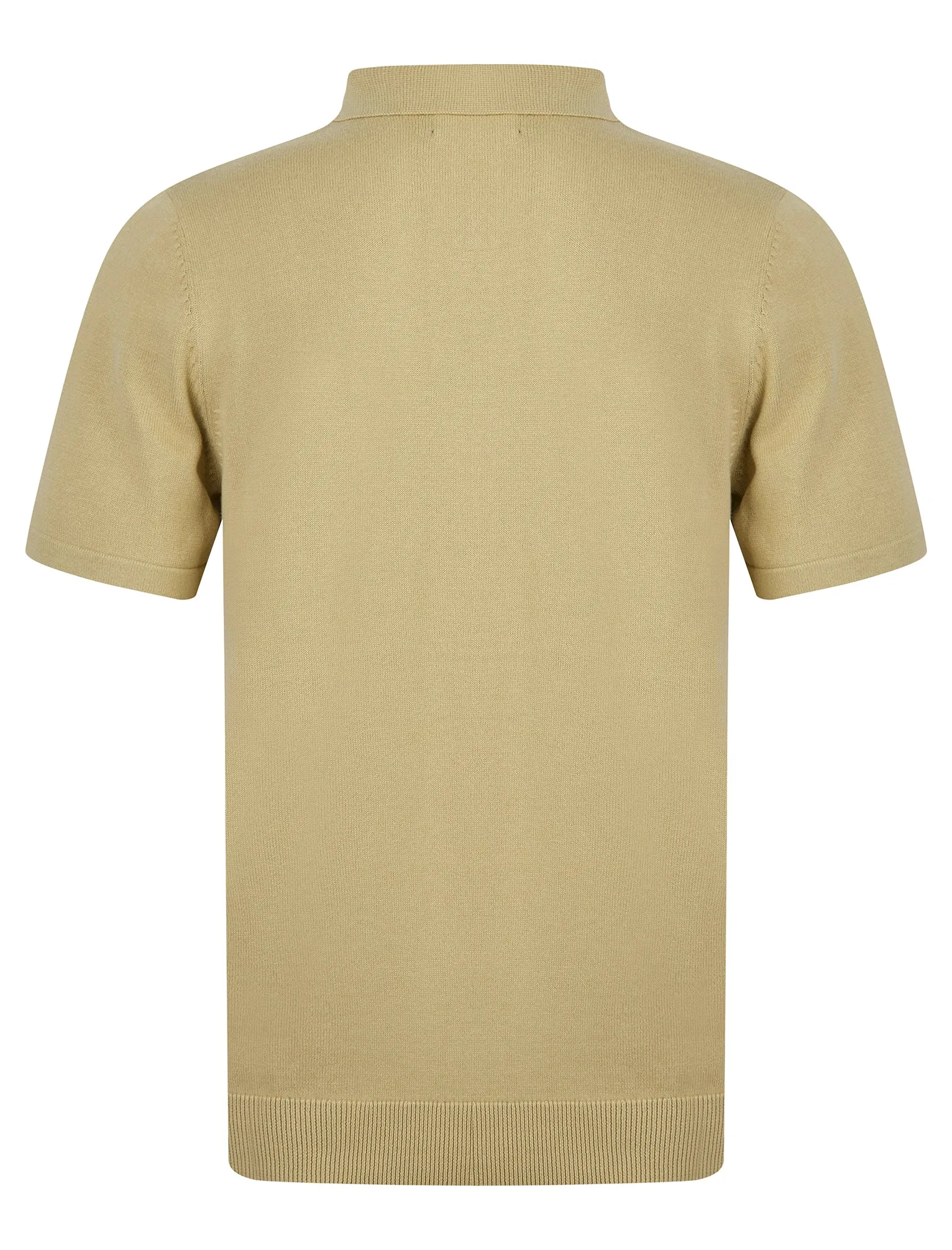 Harvers Knitted Cotton Textured Stripe Polo Shirt with Zip Fasten Collar in Fields of Rye - Kensington Eastside sold by Tokyo Laundry product image thumbnail 2